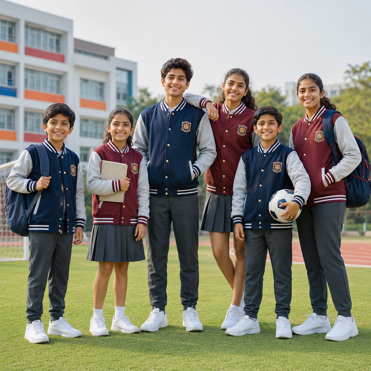 Bright school day with happy students