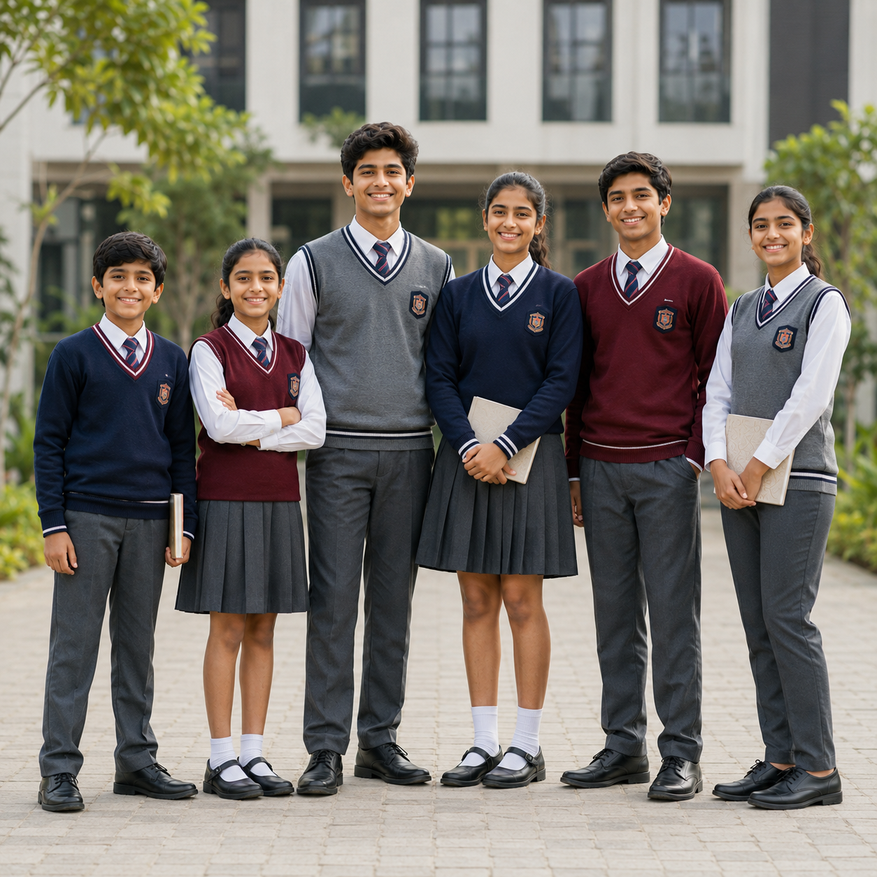 School friends in front of campus
