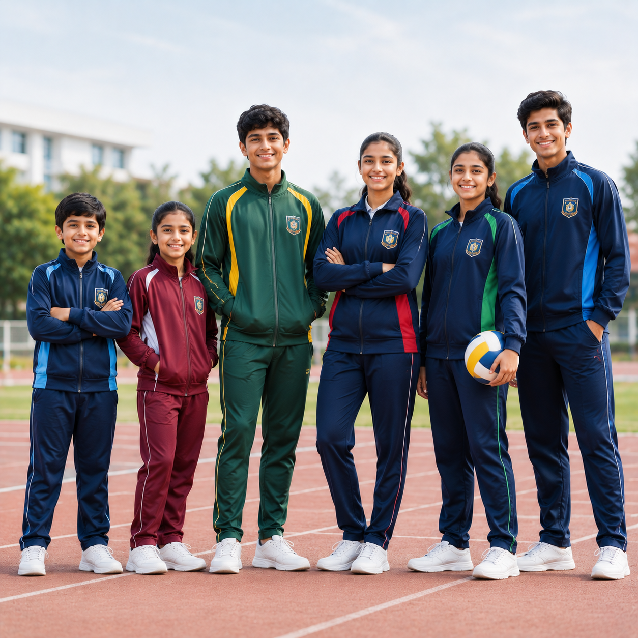 School sports team on track field